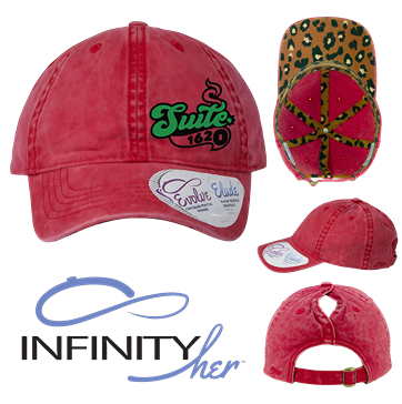 1620 Collective Merch Infinity Her - Women's Printed Visor with Mesh Back Cap - CASSIE  Red/ Leopard SKU#S1620IHCASSIE96795